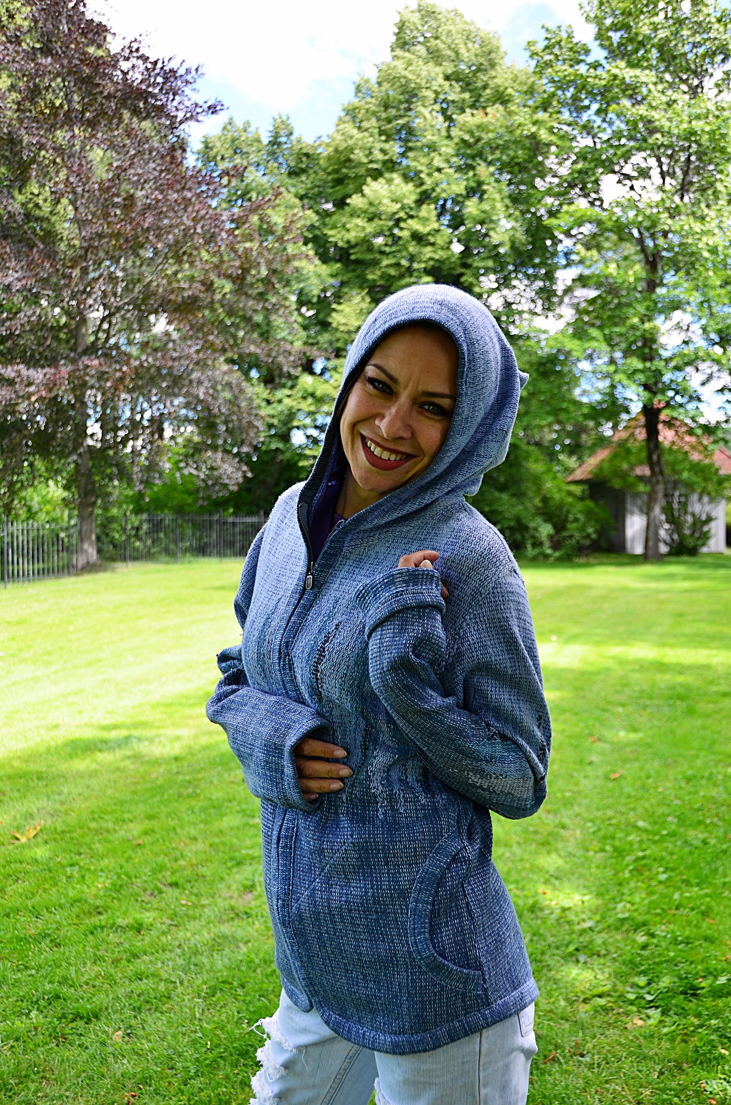 ZIP Jacket with the hood OCEAN
