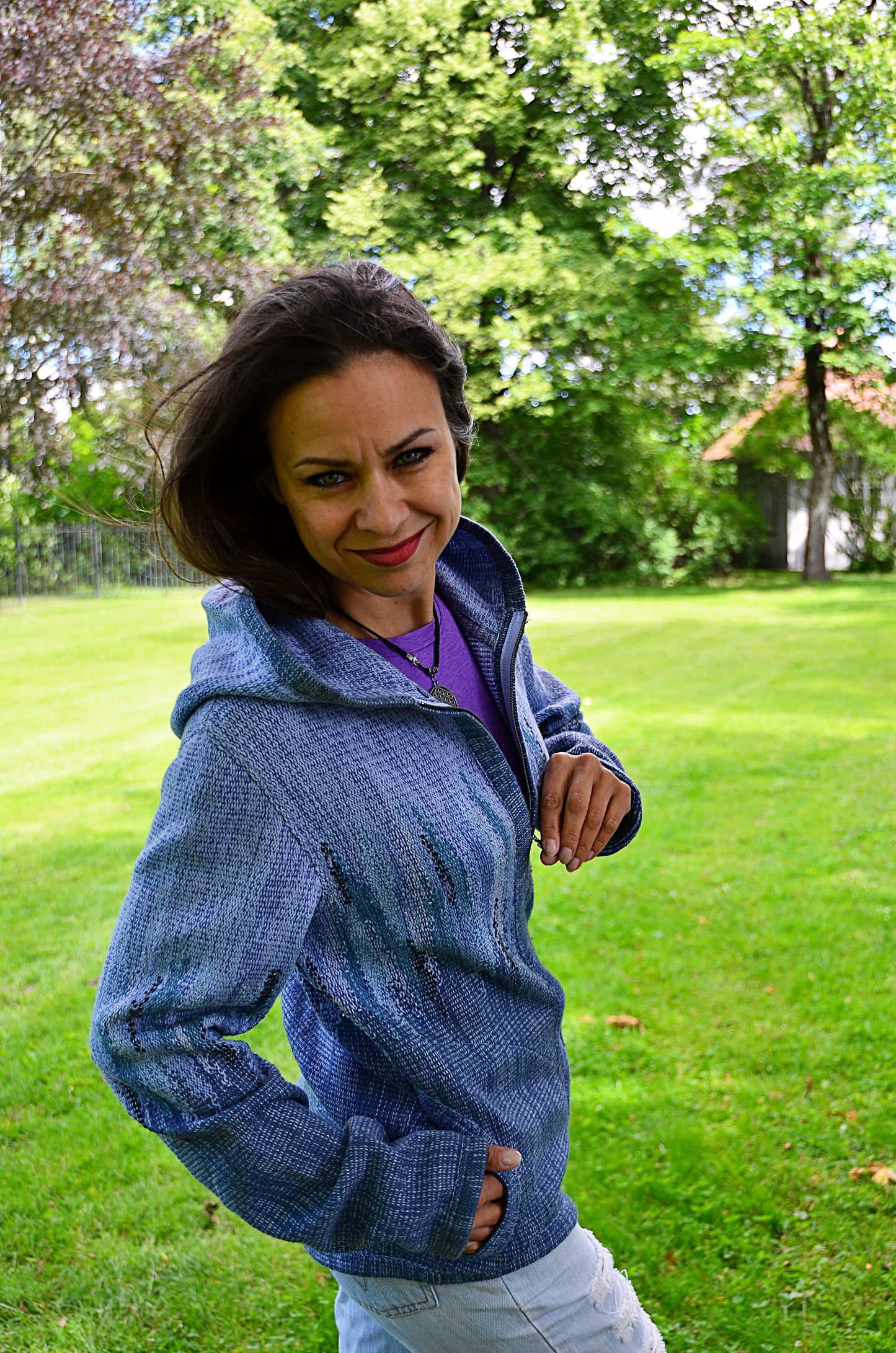 ZIP Jacket with the hood OCEAN
