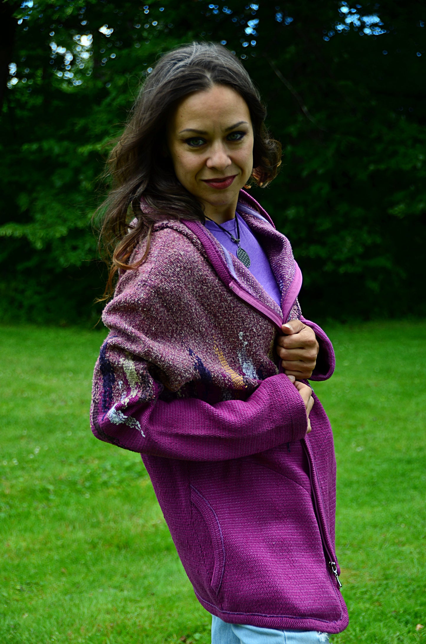 ZIP Jacket with a hood PURPLE