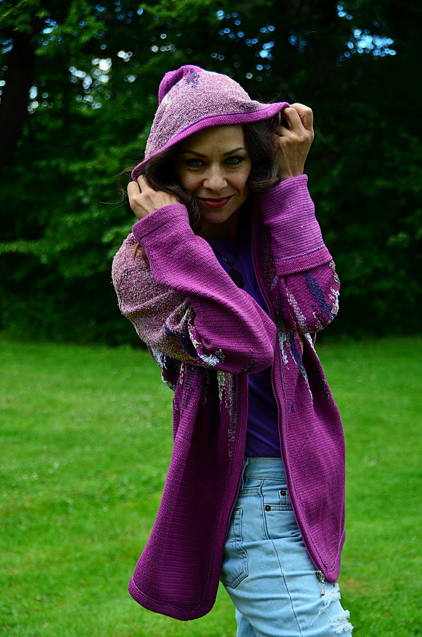 ZIP Jacket with a hood PURPLE